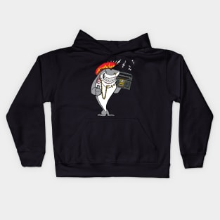 Punk Rock Music Shark With Boombox Kids Hoodie